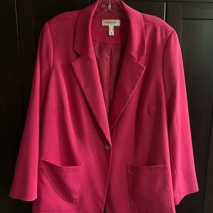 Addition Elle Hot Pink Single-Button Blazer